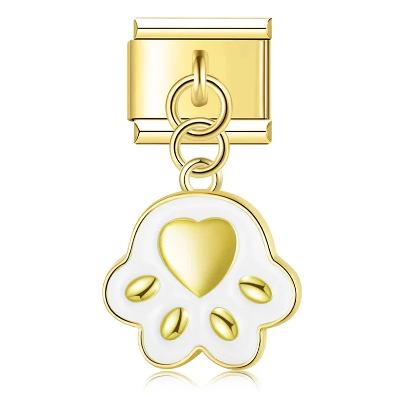 Hapiship модные женские итальянские шармы с принтом кошачьей лапы звенья подходит