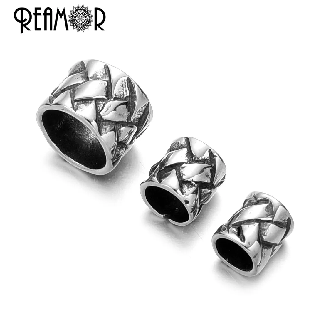 

REAMOR 4/5/8 мм бусины из нержавеющей стали с большим отверстием для волос, борода, бисер, сделай сам, Паракорд, нож, ремешок, ювелирное изделие, ак...