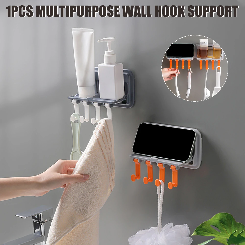 

Bathroom Shower Shampoo Holder With Hook No-drilling Wall Mounted Shelf Easy To Use Waterproof Storage Rack Etagere Murale