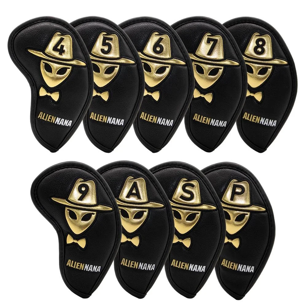 

Golf Iron Head Covers Set Club Iron Headcover Aliennana Golf Iron Club Cover Gothic Cool Gold Aliennana 9pcs/set