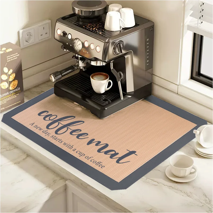 Silicone Coffee Maker Mat for Countertops, Coffee Bar Accessories-Table Mat Under Appliance, Dish Drying Mat for Kitchen