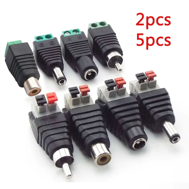 

Female Male DC RCA Connector 2.1*5.5mm DC Jack Power Audio Adapter Electrical Wire For RGB LED Strip Light CCTV Camera