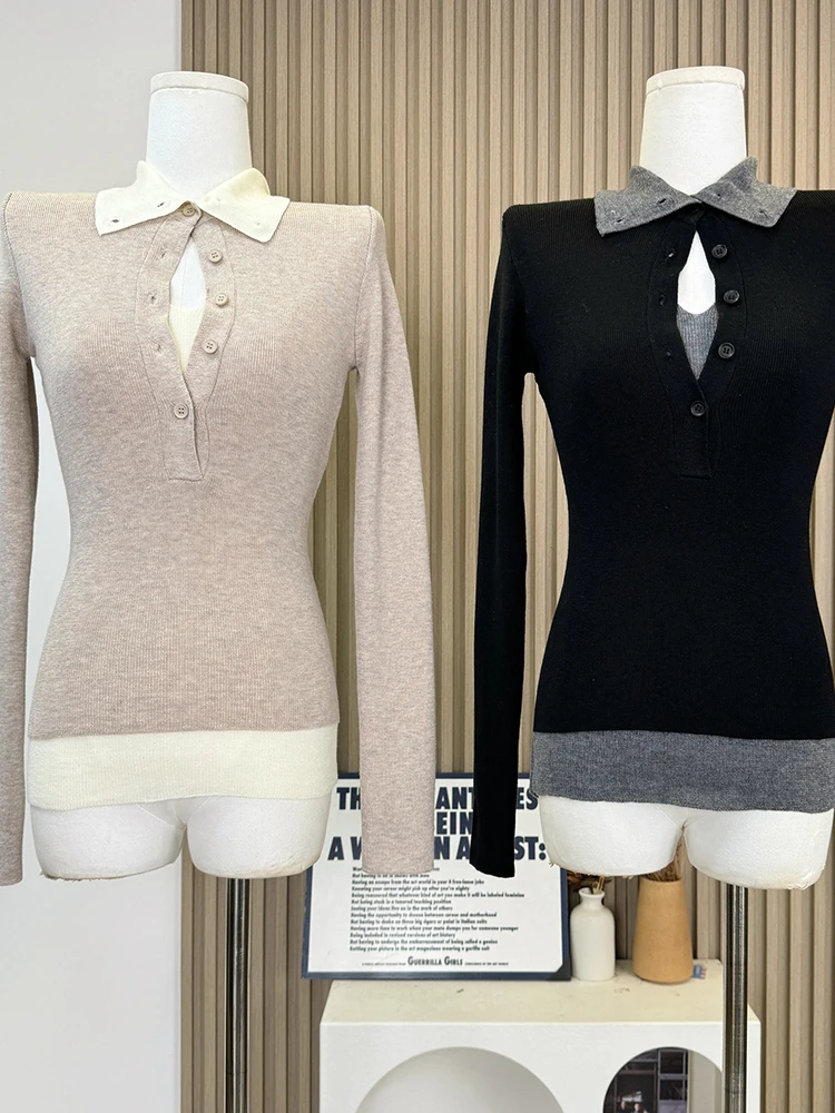 Зимний женский винтажный поддельный свитер из двух предметов со старыми