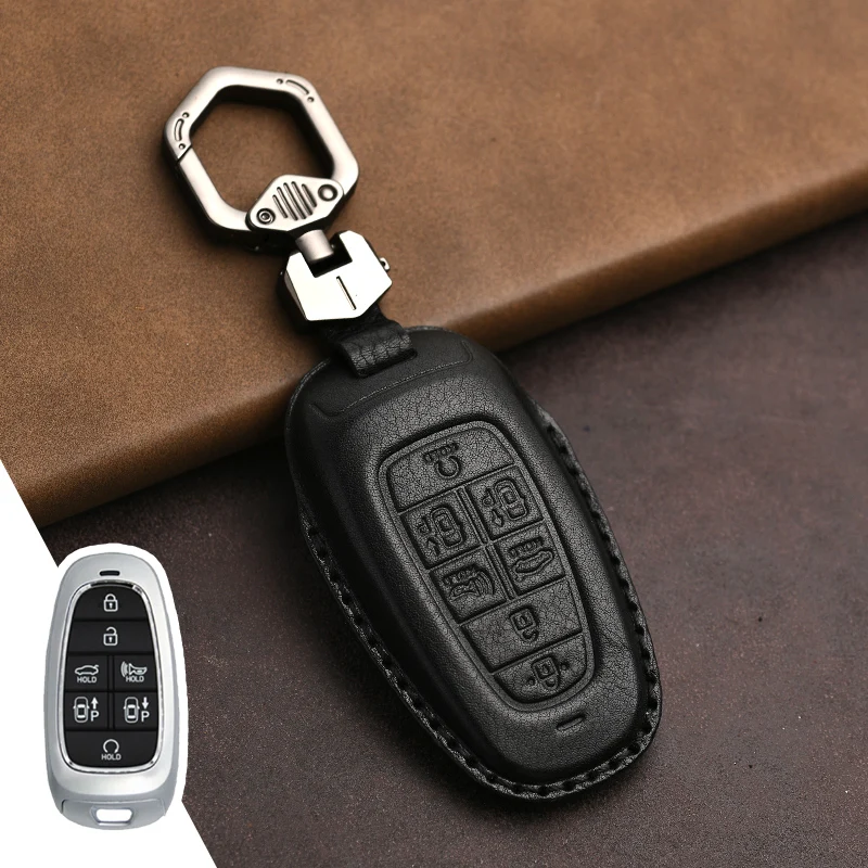 

Защитный чехол из натуральной кожи для Hyundai Tucson Staria Sonata Hybrid Nexo Nx4 Grand Key, чехол-брелок