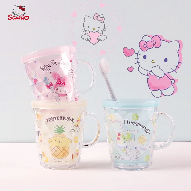 

260 мл кавайный Sanrio Cinnamoroll My Melody мультфильм аниме милое женское сердце двухслойная чашка для полоскания рта зубная щетка чашка подарок для де...