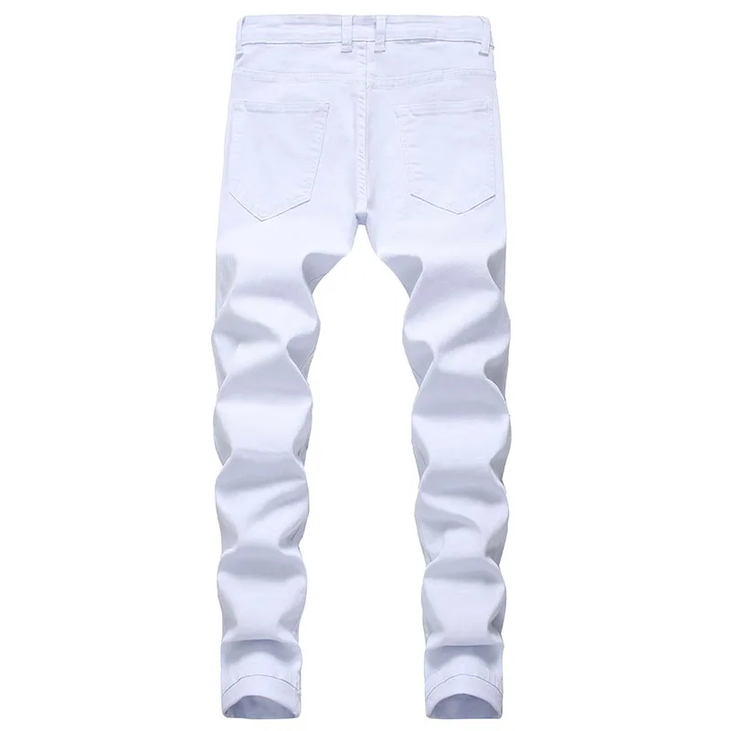 Korean Street Wear Fashion Men' Wear Hole Slim Straight Leg Jeans Everyday Casual Black And White High Quality Pants Youth Jeans