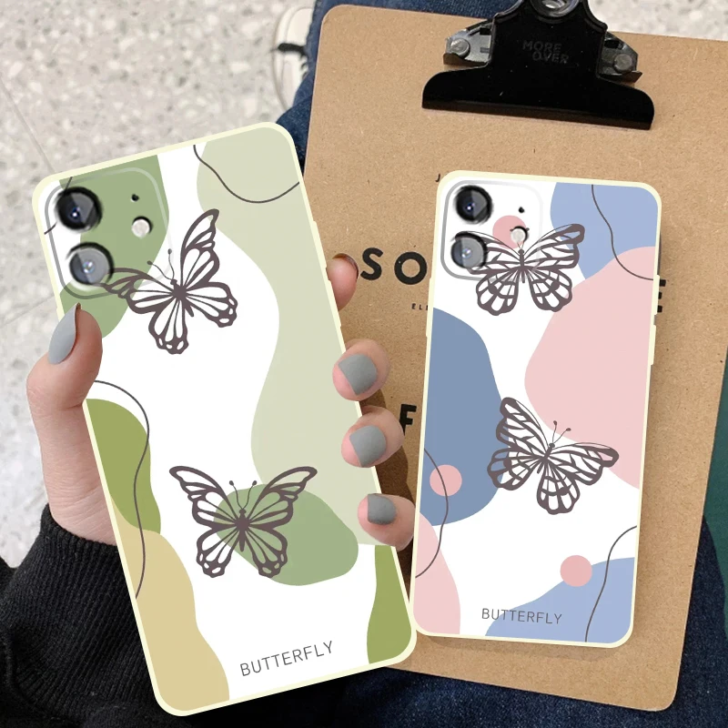 

Colorful Butterfly Case For iPhone 11 12 Mini 13 Pro Max X XR XS 7 8 Plus 6 6S SE 2020 Cartoon Soft Silicone Phone Cover Funda