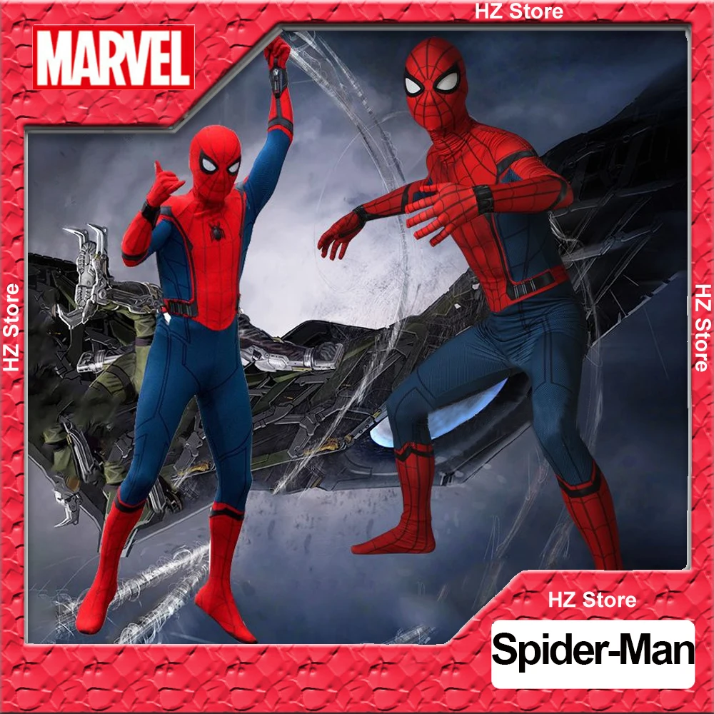 Marvel Spider-Man Homecoming Bodysuit J3579 Cos Suit Zentai Jumpsuit with Mask for Xmas Birthday Gift