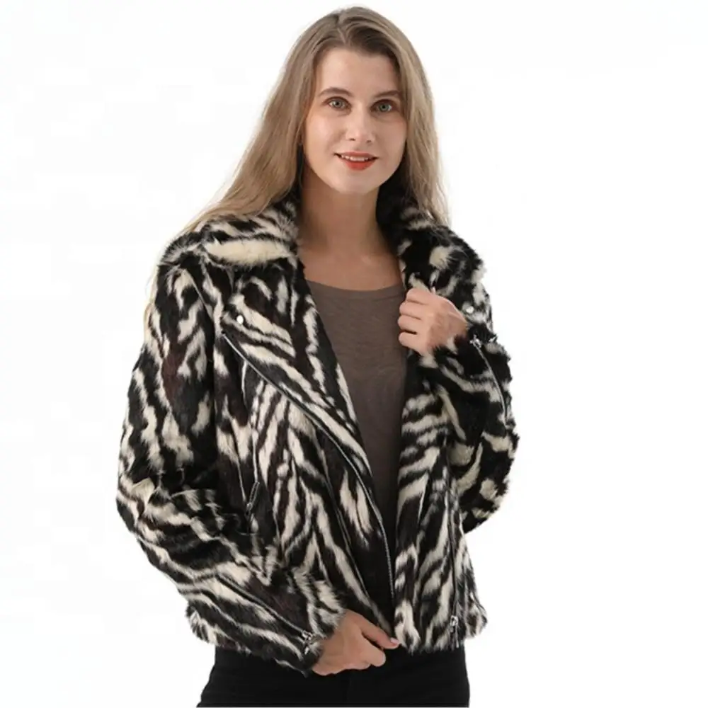 Women Winter Knitted Fur Mink Lapel Coat Front And Pocket Cuffs With Zipper Closure Jacket Leisure Thermal Women Elegant Top