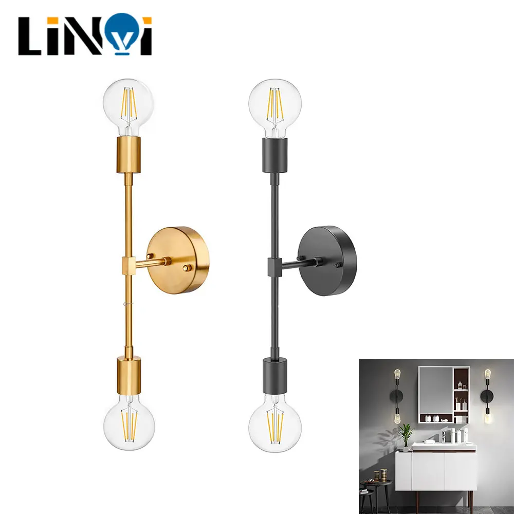 

Vintage Two Arm LED Wall Lamp E27 Bedroom Bedside Lighting 2 Double Head Bathroom Mirror Wall Light Vanity Fixture Ceiling Light