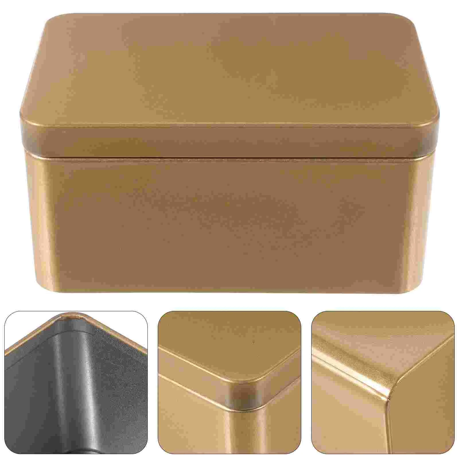 

Rectangular Tin Box Empty Tin Box Containers Portable Tea Storage Container with Lid Home Storage Box for Tea Candy ( Red )