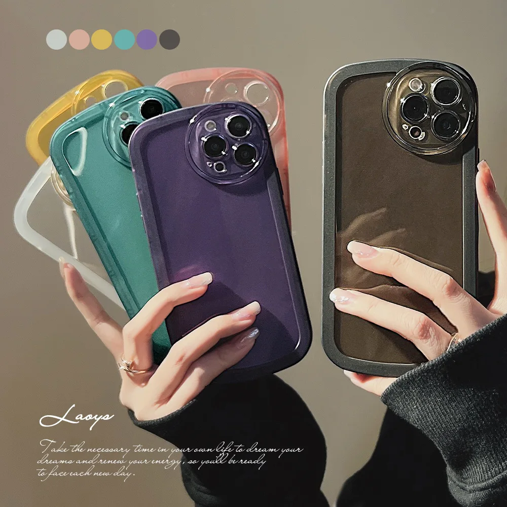 

10Pcs Luxury Soft Transparent Oval Round Phone Case For iPhone 11 12 13 Pro Max X XS XR 7 8 Plus SE 2022 Camera Protective Cover