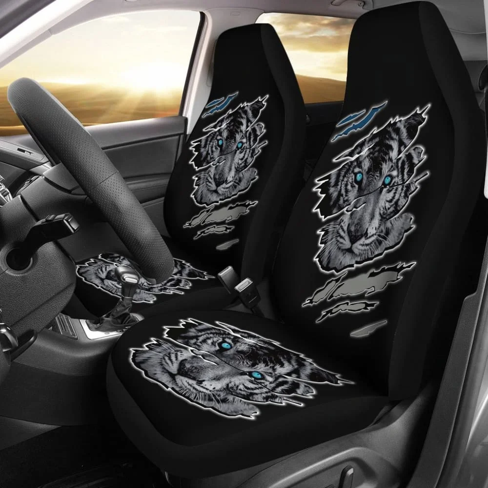 

Чехлы для автомобильных сидений 211103 с принтом в виде царапин и тигра, комплект из 2 универсальных защитных чехлов для передних сидений