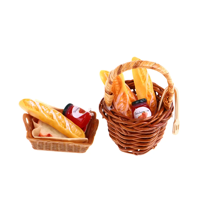 

1/6 1/12 миниатюрная корзина для хлеба для кукольного домика, модель еды, игрушки, украшение для кукольного домика, ролевая игра, кухонные игруш...