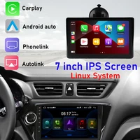 7 inch touch screen portable linux monitor wireless carplay android auto multimedia navigation hd 1080p stereo hd rear camera