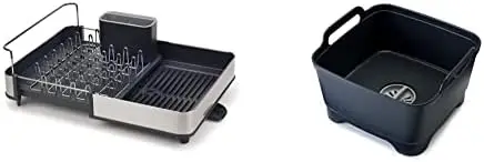 

Extendable Dual Part Dish Non-Scratch and Movable Cutlery Drainer and Drainage Spout, One-Size, Gray & Wash and Drain Dish Sin