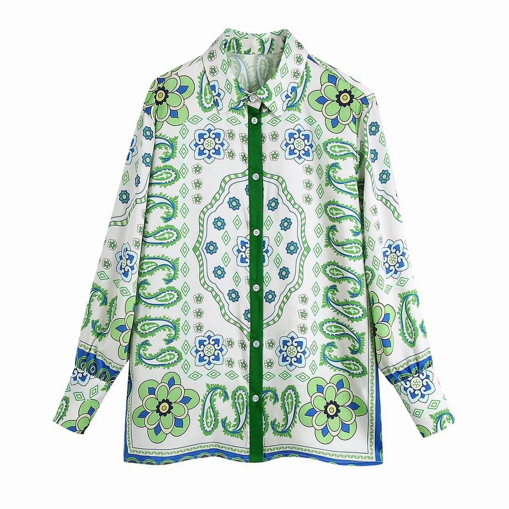 

Женская рубашка с принтом, осень 2022, новая одежда, свободная блузка с длинным рукавом, Современная Повседневная Женская блузка