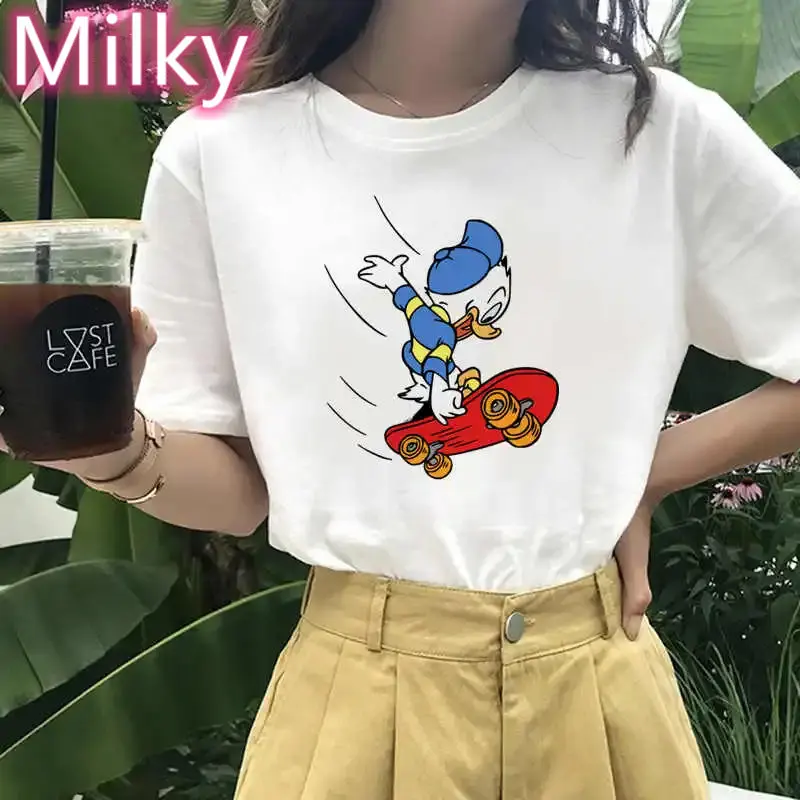 Эстетическая футболка с короткими рукавами Дональд Дак Kawaii женская футболки для