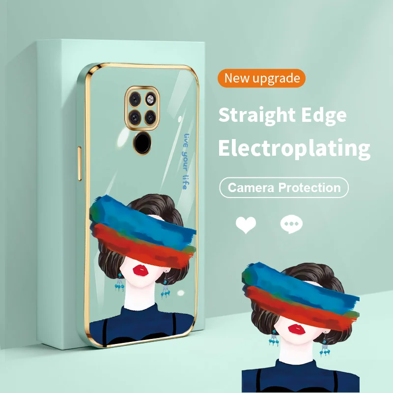 

Graffiti Eyes Girl Plating Lens Protection Phone Case for Huawei Mate 20 Mate 20 X Mate 30 30E 40 40E Pro 4G 5G