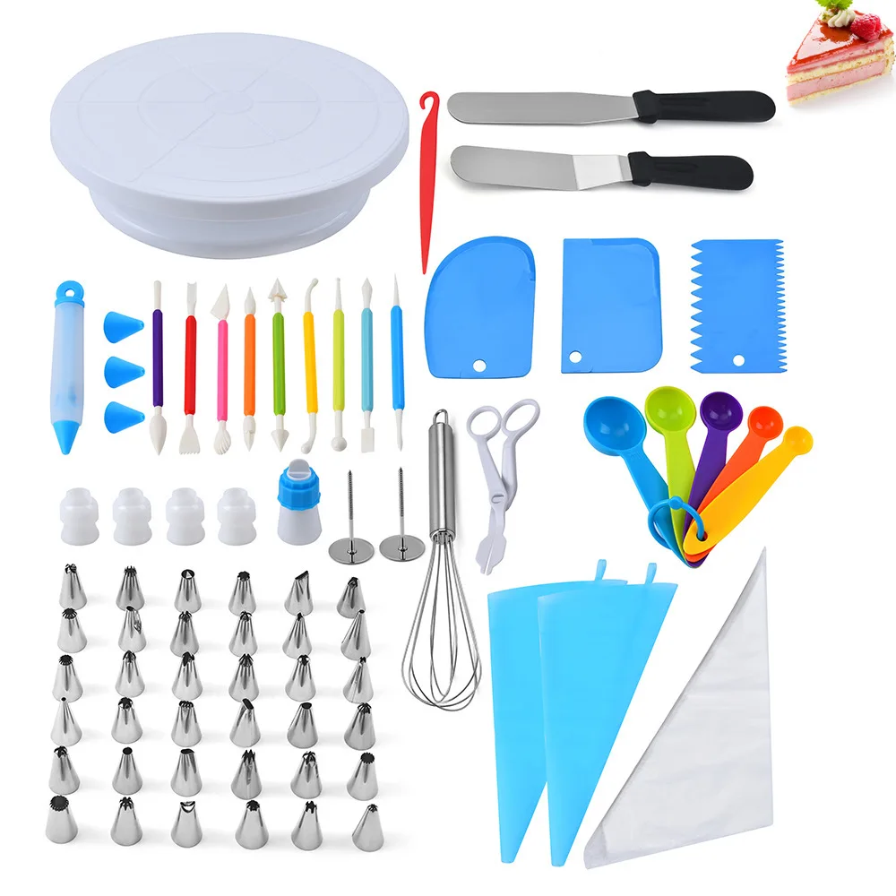 

66pcs Stainless steel noozles set butter cake decoration baking set baking tools Measuring spoon Spatulas Pastry Bag