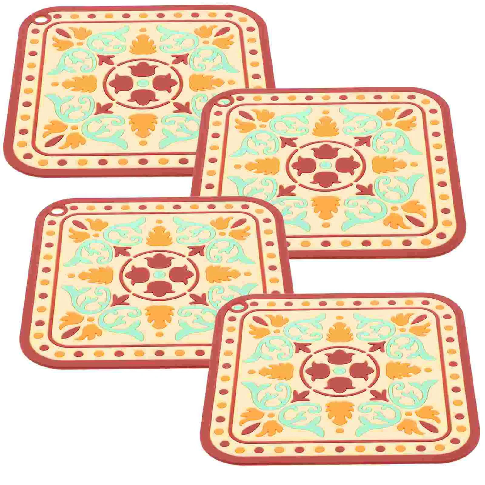 

Placemats Table Mats Pvc Decorative Floral Resistant Heat Dinner Dish Dining Placemat Vinyl Coasters Mandala Square Wipeable