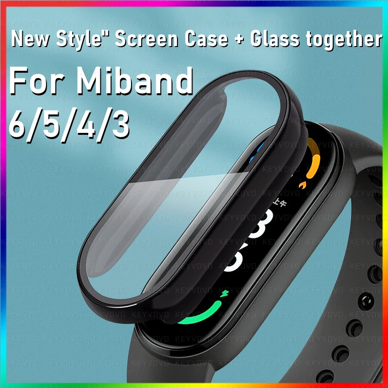 10D Film Glass Case For Xiaomi Mi band 6 5 4 3 Tempered Glass Screen Protector Mi Band Hard PC Bumper Overall Protective Cover