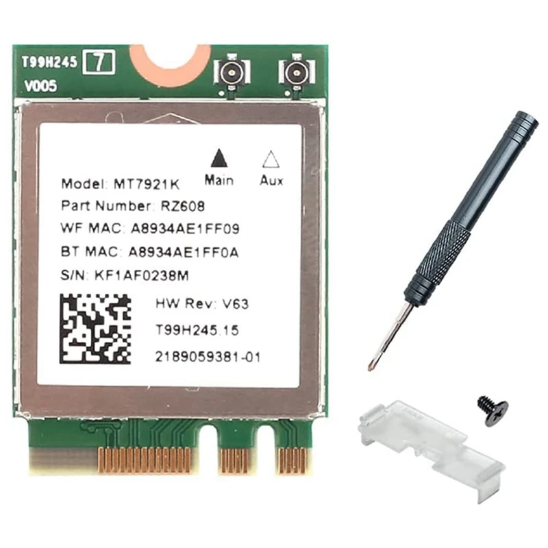 

Wifi 6E WLAN M.2 2230 Network Card Dual Band 802.11Ax BT5.2 MT7921K For Support Windows 10/11 The Same As Wifi 6 AX200