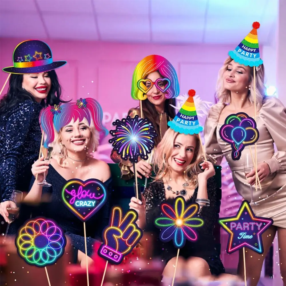

Multi-style 25pcs Glow Hat Glow Theme Party DIY Wedding Gift Photobooth Accessories Party Supplies Photo Props For Birthday