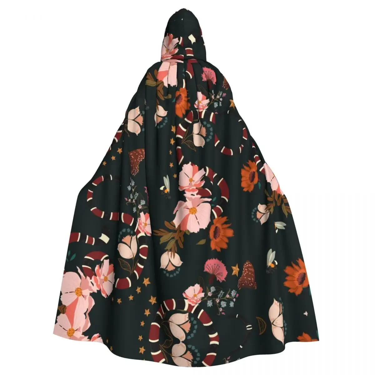 Женское длинное платье-змея с капюшоном и цветочным принтом