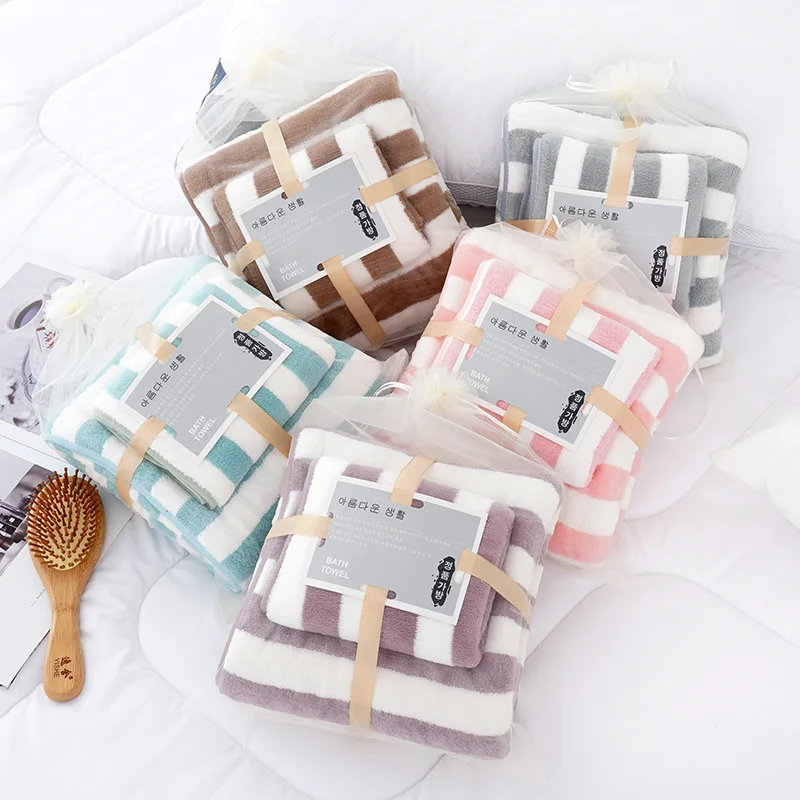 

Coral Fleece Bathroom Towel Set 35x75cm And 70x140cm Luxury Quick Drying Microfiber Hair Towels Soft Absorbent Beach Bath Towel