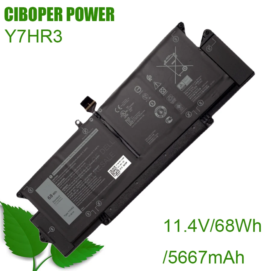 CP Genuine Laptop Battery Y7HR3 11.4V 68Wh XMV7T WY9MP P119G P119G001 35J09 For Latitude 7410 Notebook