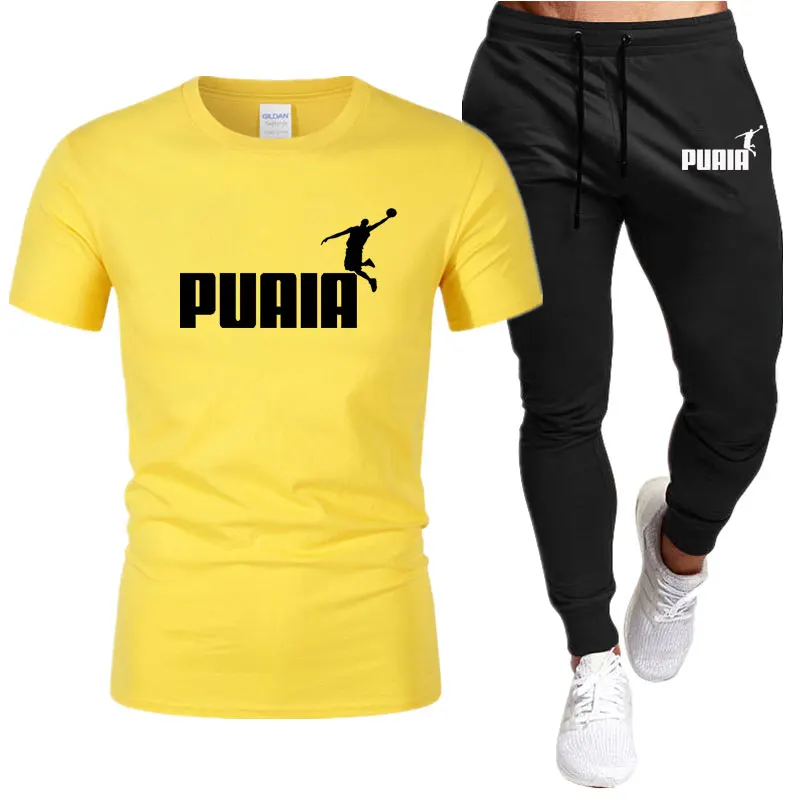 2023 Summer Men's Leisure Sports Suit Brand Fashion Cotton Short Sleeve Jogging Sportswear T-shirt And Pants Two-piece Set