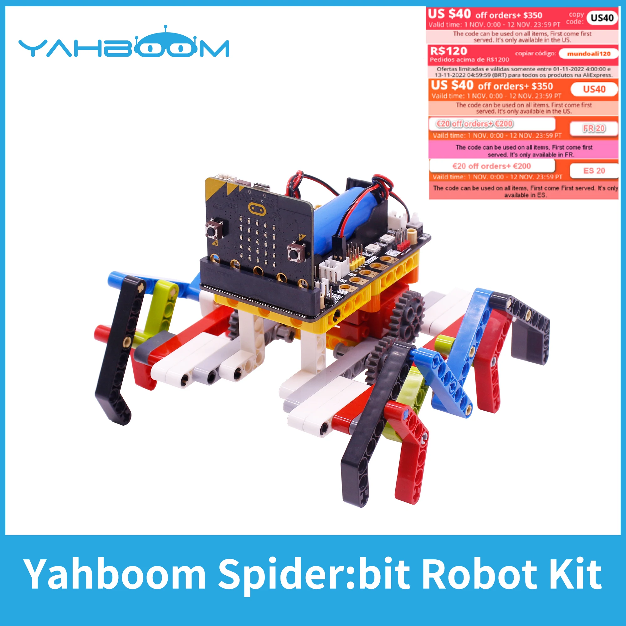

Yahboom Spider Programmable Robotic Bit Kit Toys for Boys and Girls with Microbit Expansion Board Compatible with Microbit V1 V2