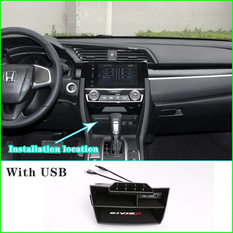 

Car Organizer Seat Gap Box Leather Car Seat Gap Organizer 2 USB Auto Crevice Storage Case For Stowing Tidying For Honda Civic