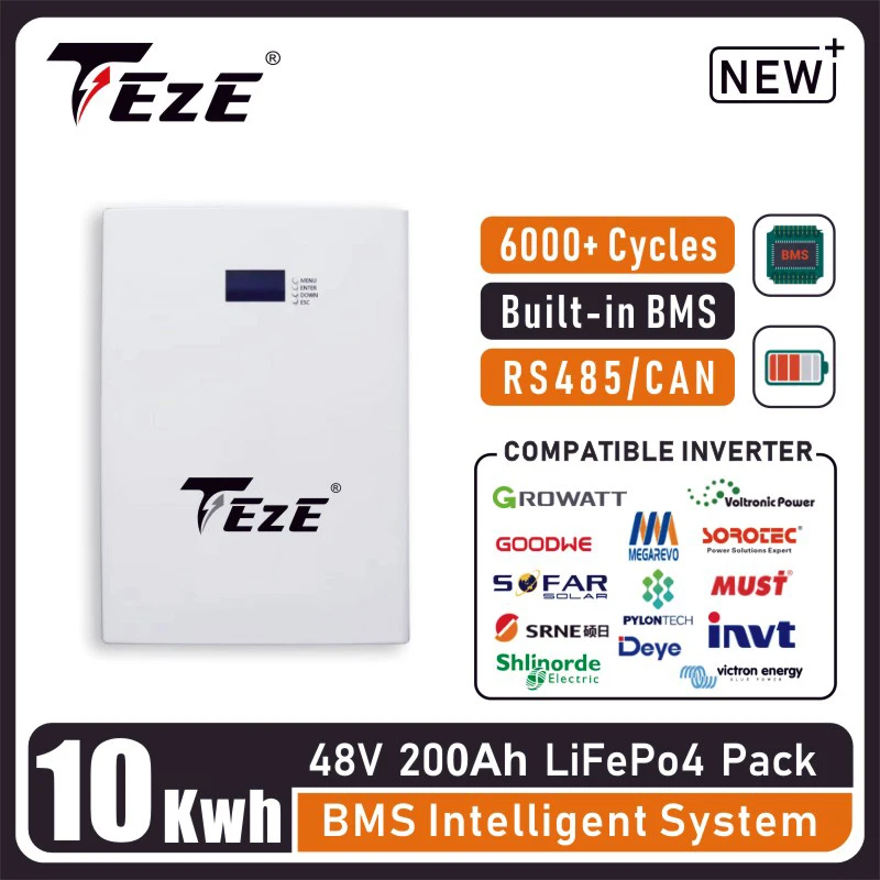 

Pay by Installment 10KWh 48V 200Ah 51V LifePO4 Battery PowerWall Built-in BMS CAN RS485 for Solar Home Energy Storage Bateria