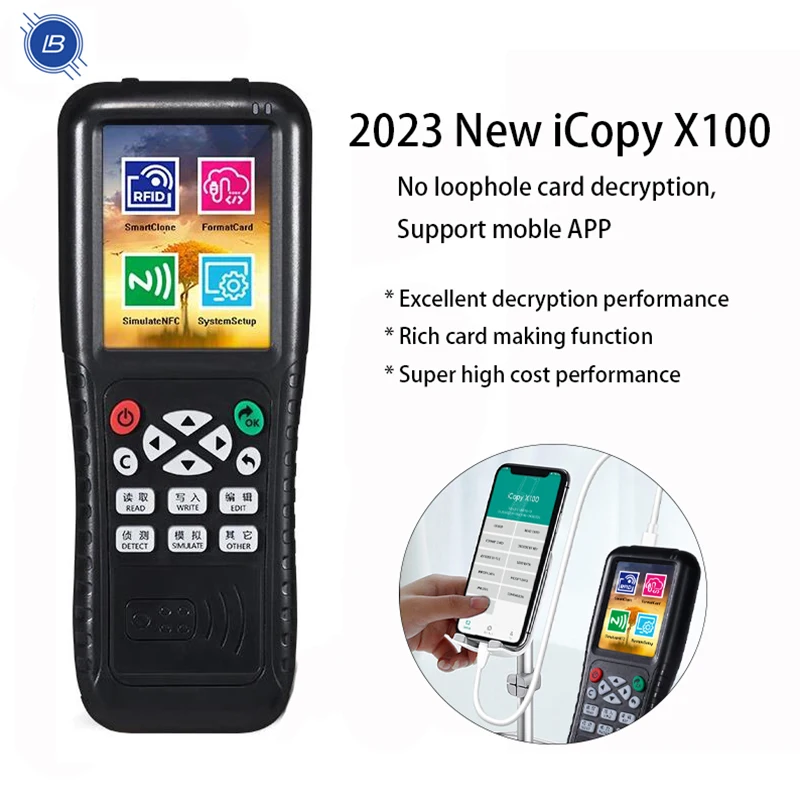

Smart NFC IC ID iCopy RFID Copier Cloner Key Programmer Card Reader Writer Duplicator RFID Detector Full Decode Function X100