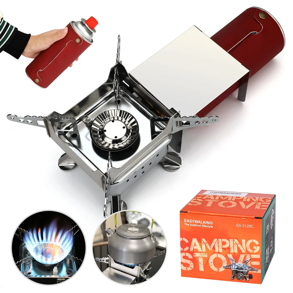 

Outdoor Folding Camping Gas Stove Wind Proof Gas Stove Portable Hiking Camping Gas Burner Foldable Mini Gas Stove Cassette