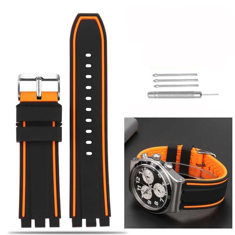 

New Rubber Watchband for Swatch Men Watch Strap YVS400 YVS451 YVB404 Silicone Waterproof Outdoor Sports Bracelet 19mm 20mm 21mm