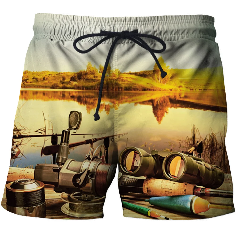 

New Summer fish Men Casual Shorts 3d Fishing Trousers Women/Men Swimming surfing shorts Men Funny Sport Pants men clothing