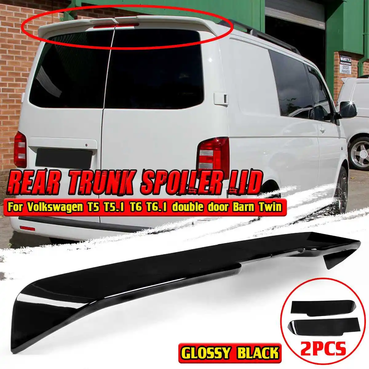 

2pcs T5 Car Rear Spoiler Wing Trunk Lip For Volkswagen For VW T5 T5.1 T6 T6.1 Double Door Barn Twin Car Tail Wing Decoration