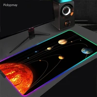 LED Light Gaming Mouse Pad RGB Solar System Planet Large Keyboard Carpet Rubber Computer Universe Space Desk Mats Game Mousepad