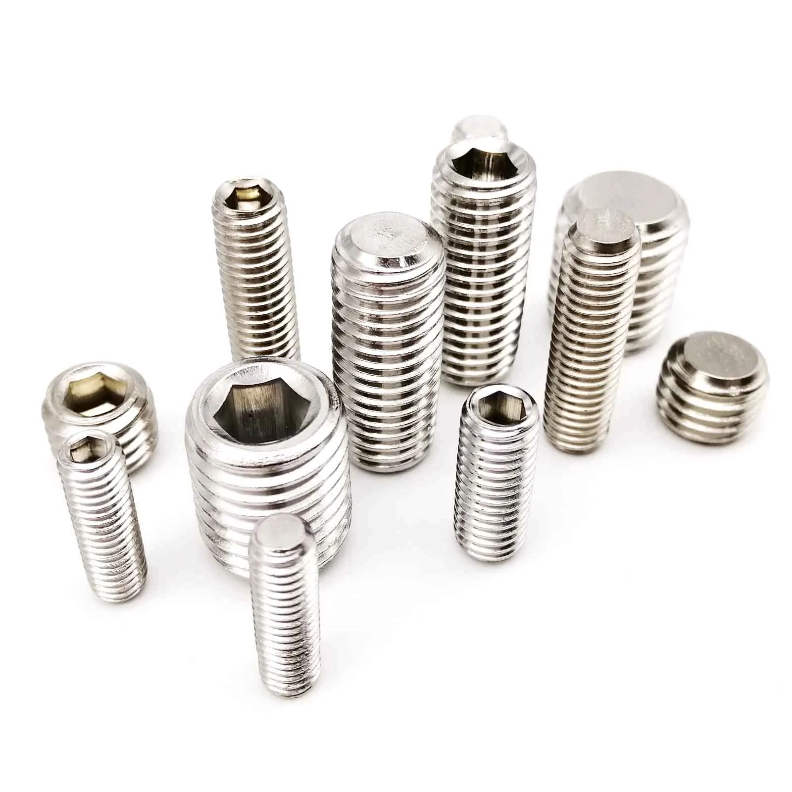 

304 Stainless Steel Allen Head Hex Hexagon Socket Flat Point End Grub Bolt Set Screw M1.6 M2 M2.5 M3 M4 M5 M6 M8 M10 M16 DIN913