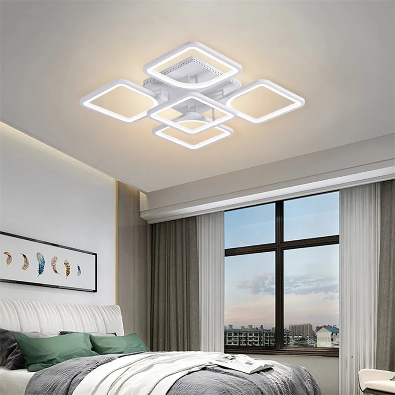 Modern Led Ceiling Lamp For Living/Dining Room Kitchen Bedroom Home Deco Light Fixtures RC Dimmable