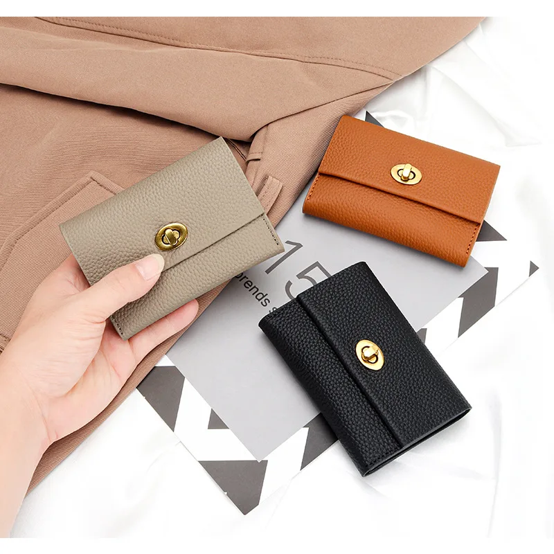 2023 New Women's Genuine Leather Card Holder Fashion First-layer Cowhide Large-capacity Coin Purses Business Cards Holder Wallet