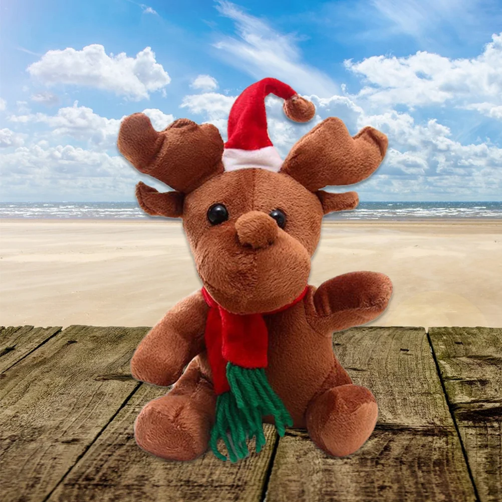 

Reindeer Plush Toy Christmas Stuffed Musical Animal Pillow Talking Animated Rudolph Elk Figurines Toys Singing Electric Kids