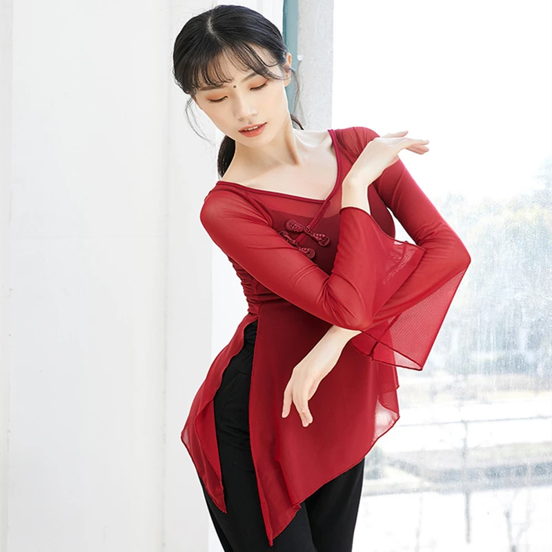 Женский линейный танцевальный костюм верхняя женская рубашка Китайская