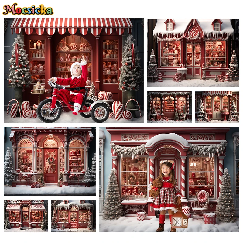 

Christmas Shop Backdrops For Photography Props Tree Happy Birthday Party Baby Girl Photo Background Wallpaper Decorations Studio