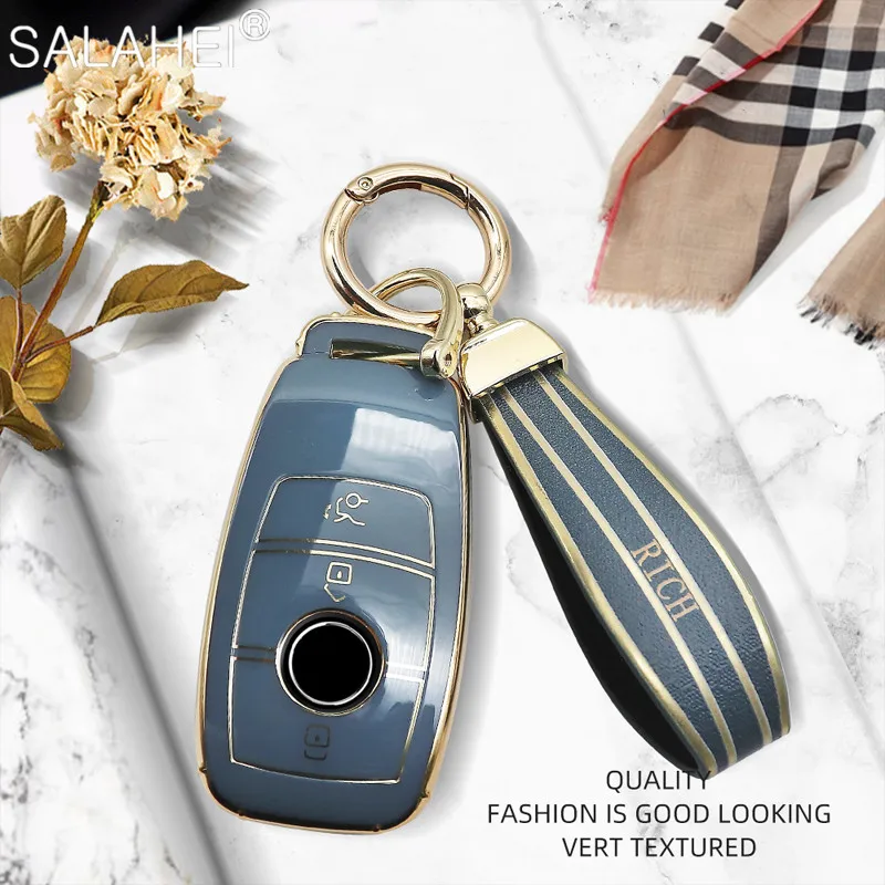 

Car Key Case Cover Bag Protector For Mercedes Benz 2017 New Class E E200 E300 W213 C260L C200 A200L GLC GLB Keychain Accessories