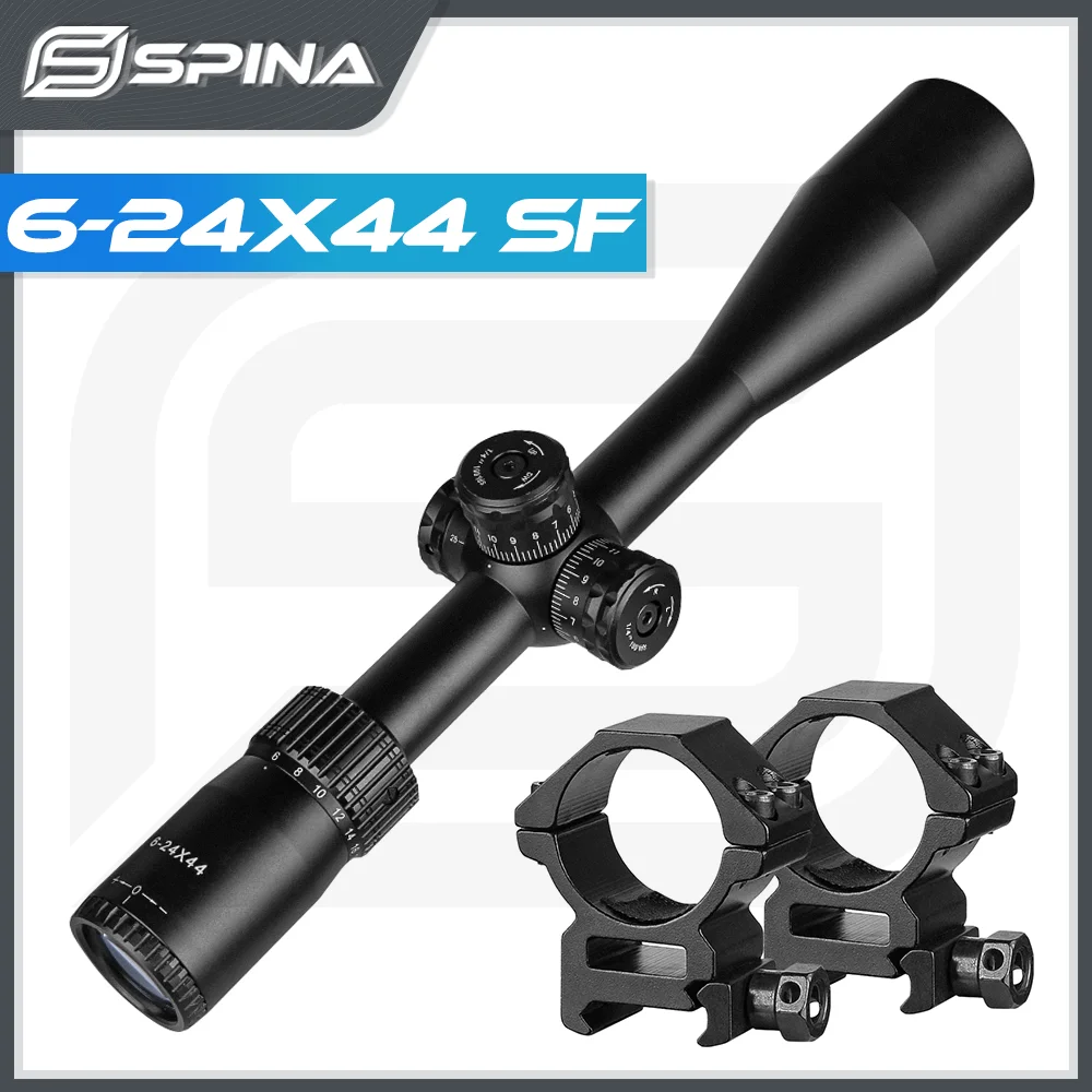 

SPINA OPTICS 6-24X44 1/4MOA Tactical Hunting Scope Sniper Optical Sight Rifle scope for Airsoft ar15 with Scope Mount