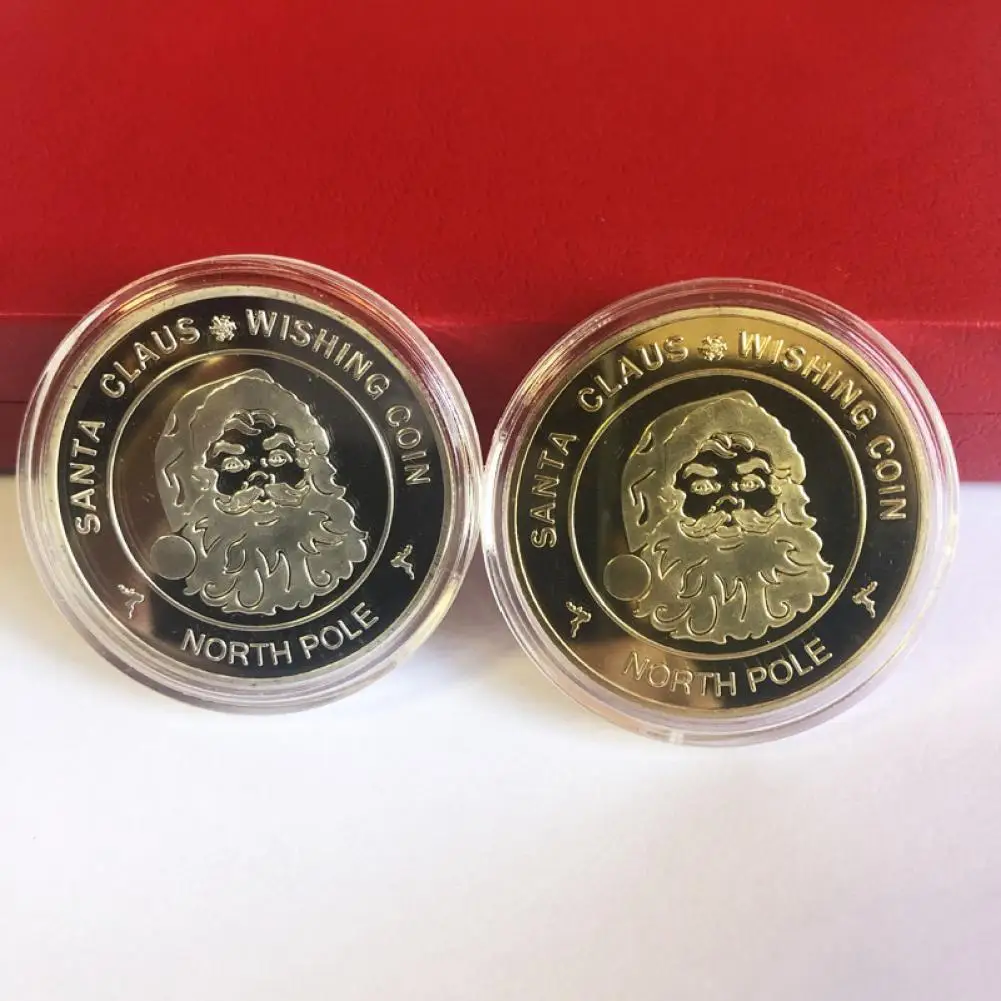Модная памятная монета с рисунком деда мороза Праздничная сувенирная Монета